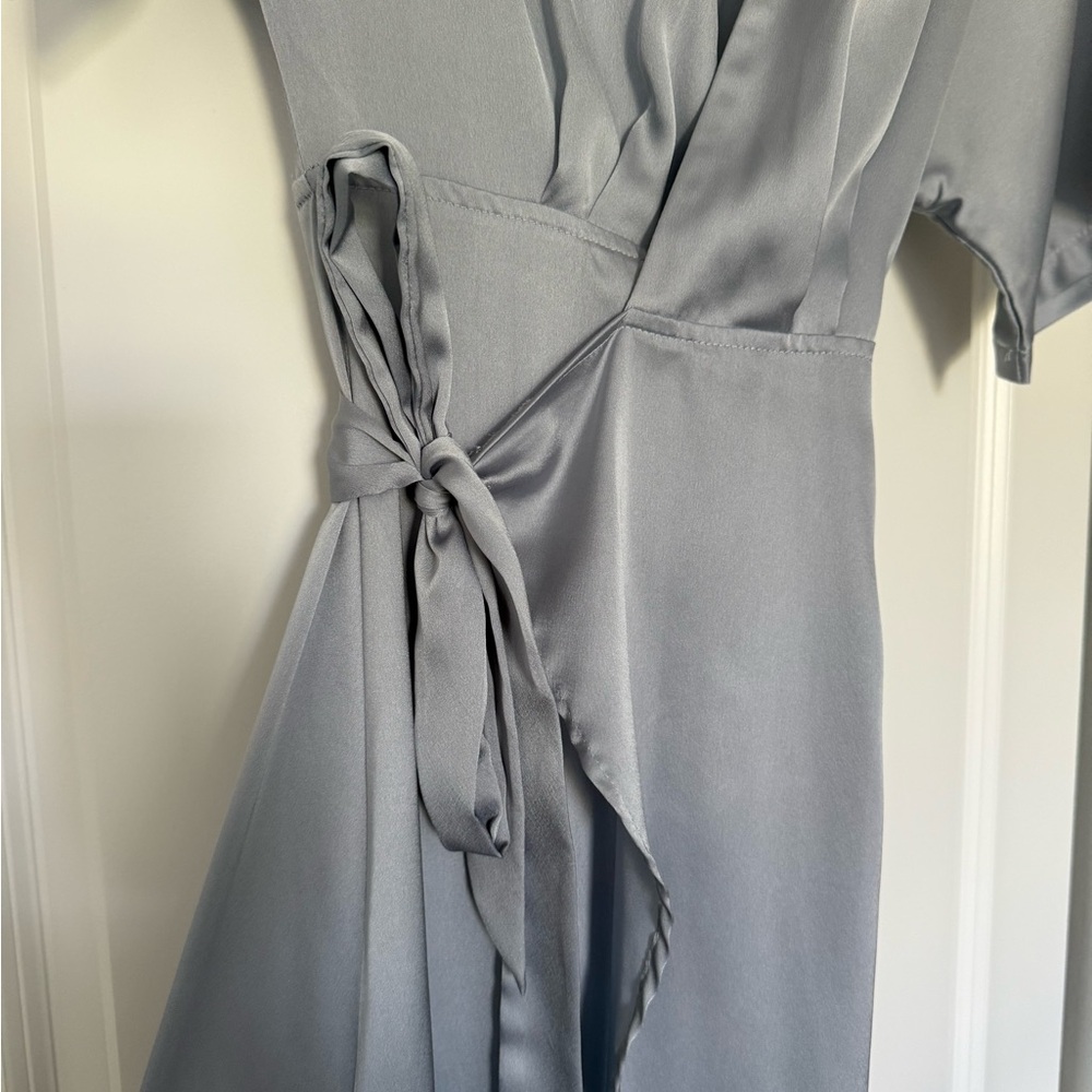 Boohoo Blue Wrap Dress - Picture 4 of 5